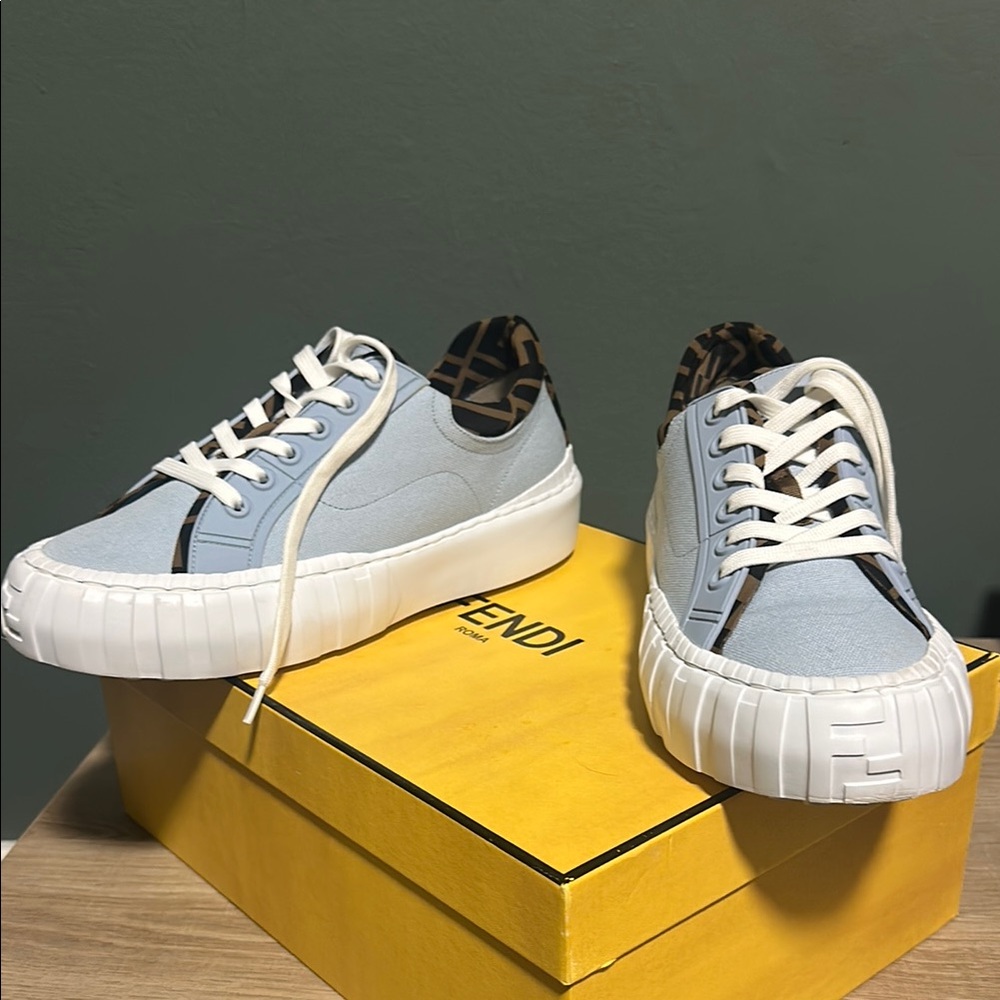 Fendi Blue and White Sneakers